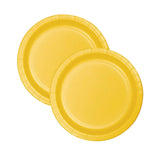 7" School Bus Yellow Round Paper Dessert Plates – 24 Count