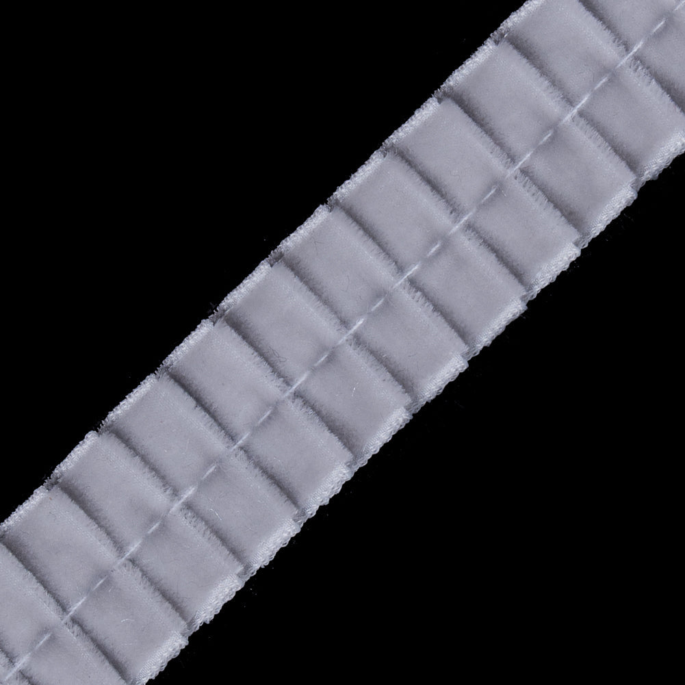 Italian Silver Velvet Knife Pleated Trimming - 0.875"