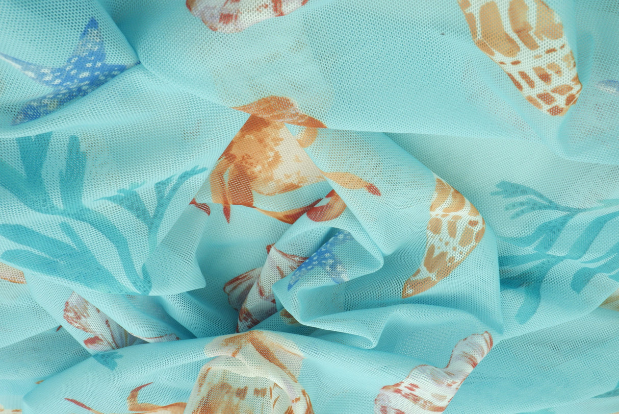 Mesh Sea Element Digital Print Fabric