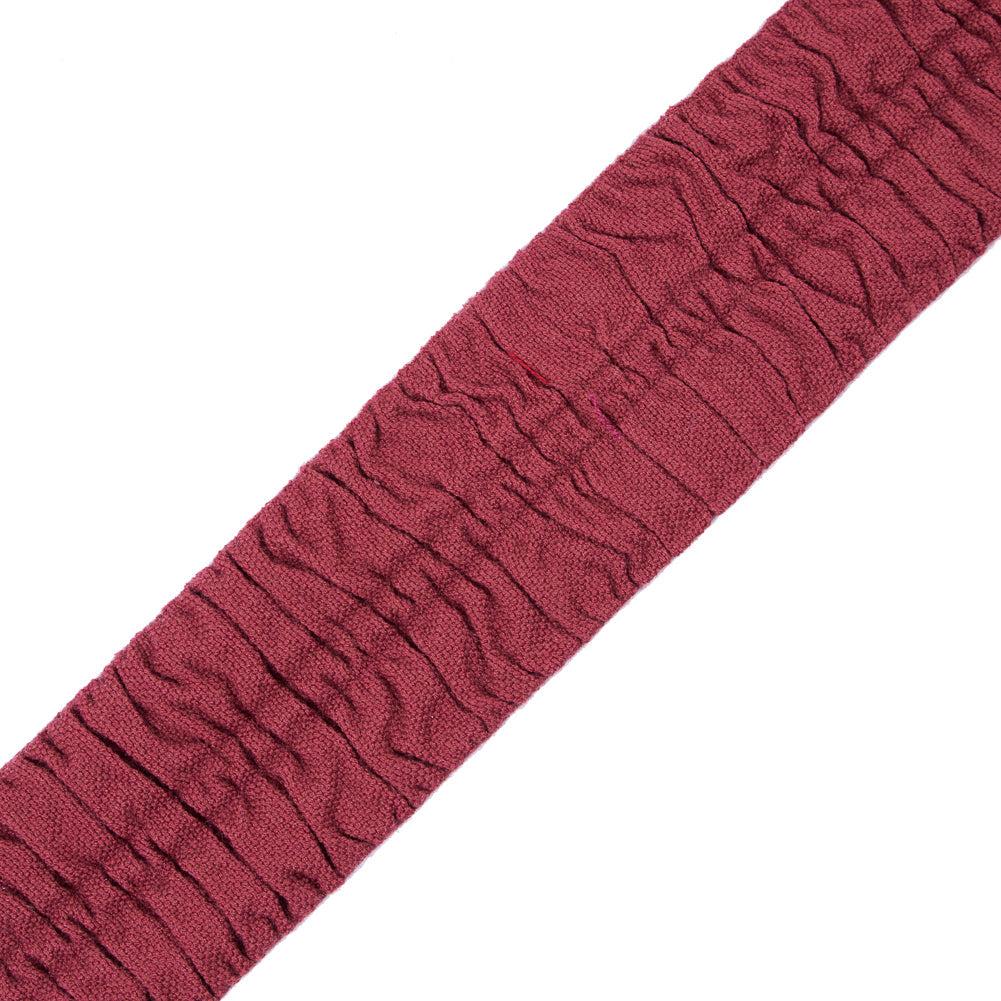Italian Burgundy Ruched Stretch Wool Trimming - 2.375"