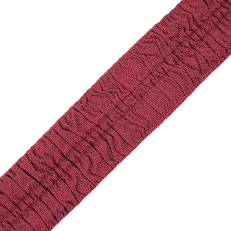 Italian Burgundy Ruched Stretch Wool Trimming - 2.375"