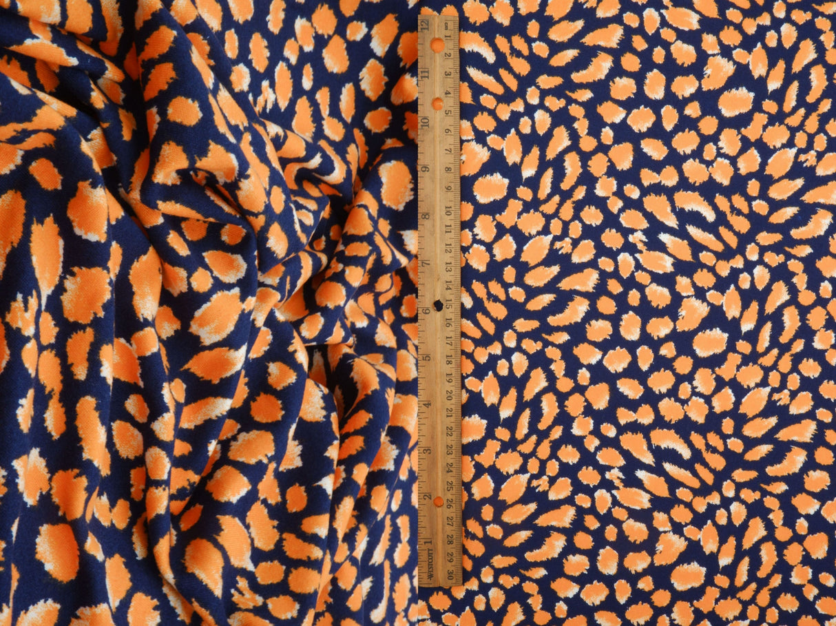 Animal Print DTY Brushed Knit Navy