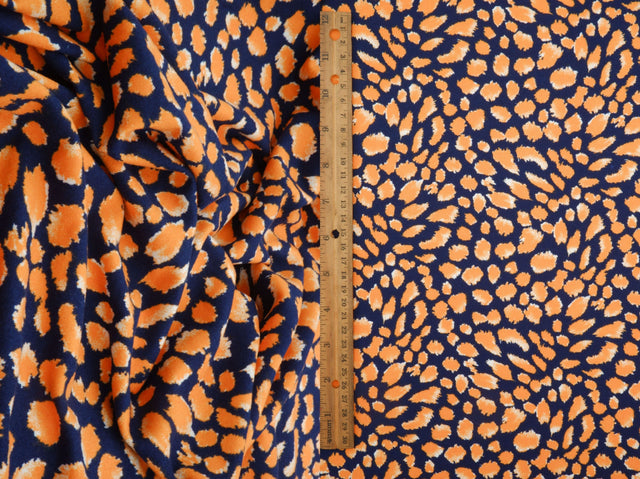 Animal Print DTY Brushed Knit Navy