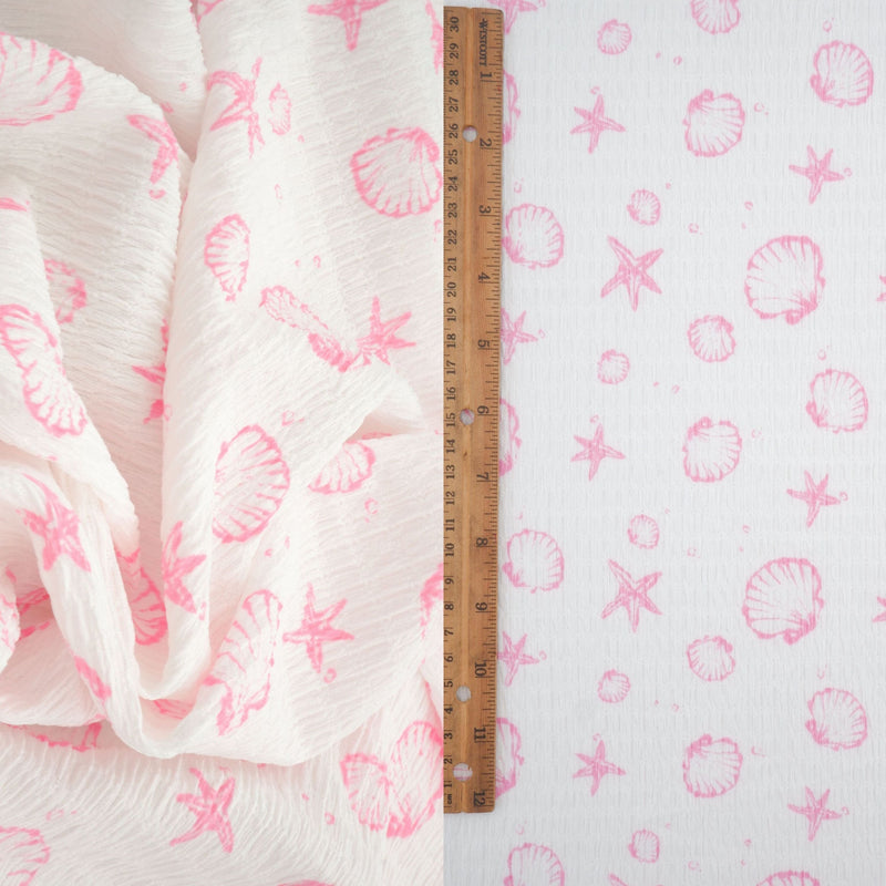 Printed Woven Sea Element Crinkle Fabric