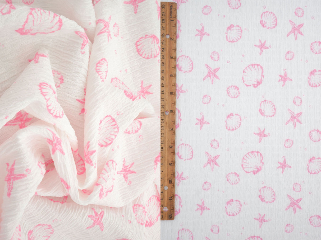 Printed Woven Sea Element Crinkle Fabric