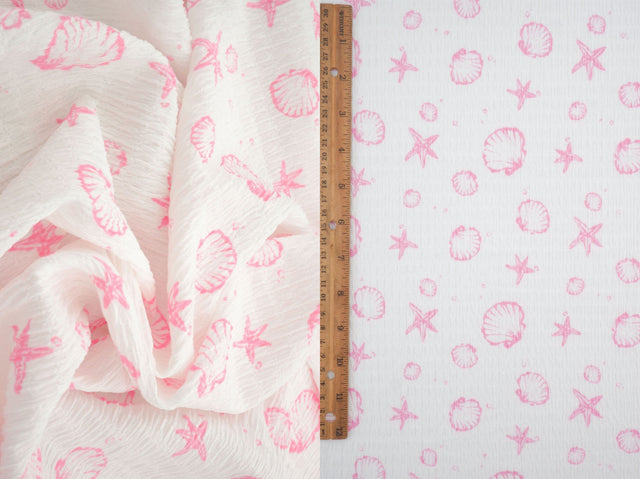 Printed Woven Sea Element Crinkle Fabric