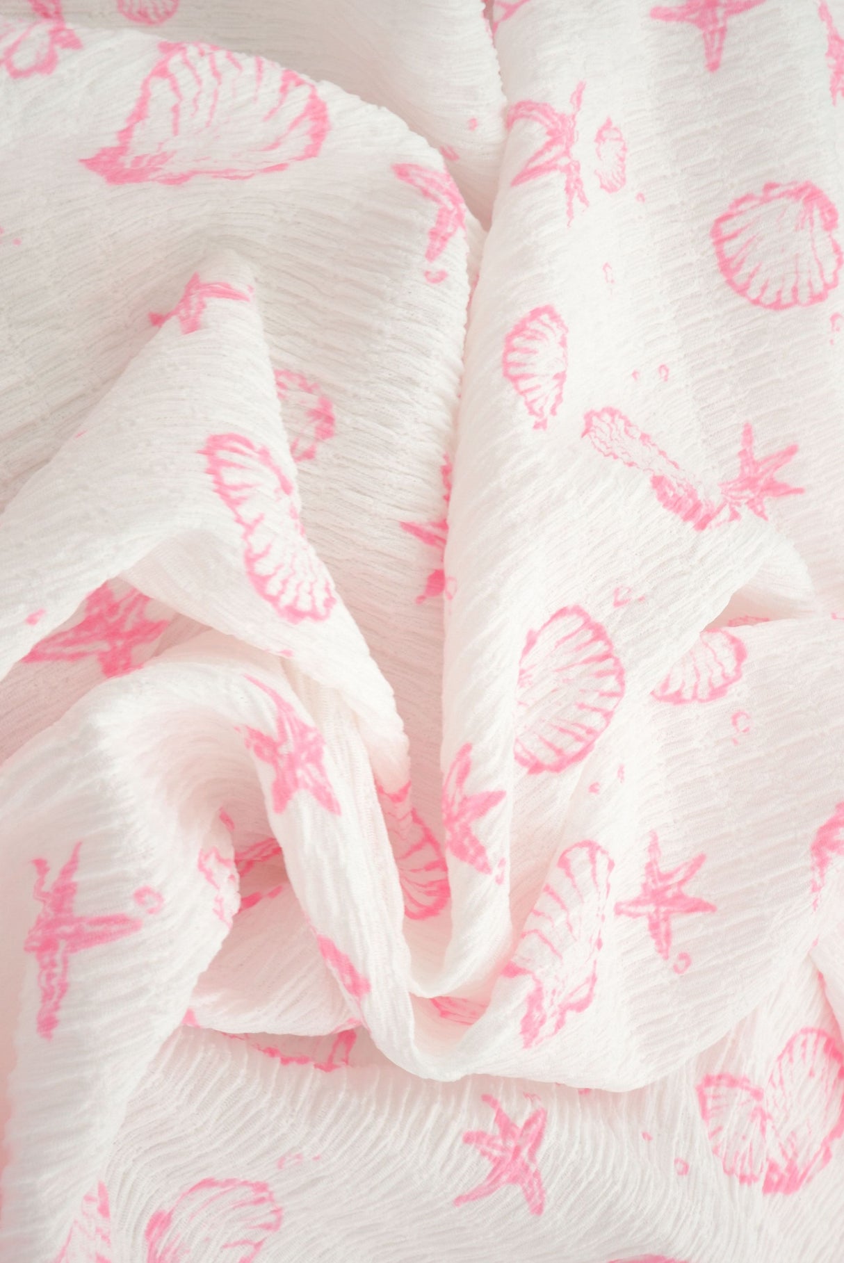 Printed Woven Sea Element Crinkle Fabric