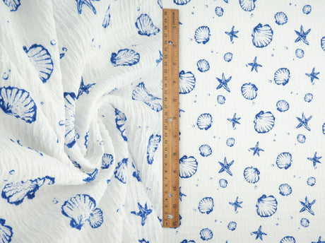 Printed Woven Sea Element Crinkle Fabric