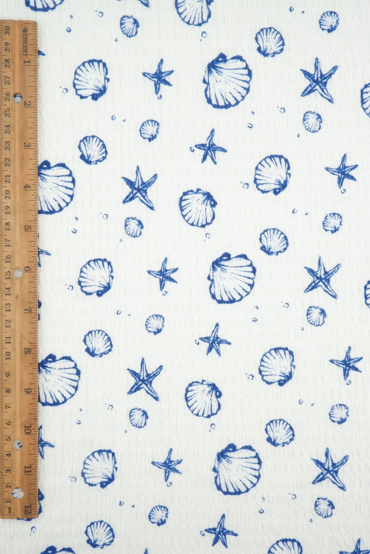 Printed Woven Sea Element Crinkle Fabric