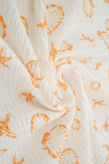 Printed Woven Sea Element Crinkle Fabric