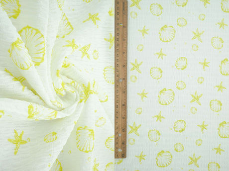 Printed Woven Sea Element Crinkle Fabric