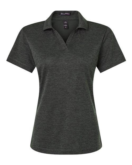 AllPro 4HM00L Women's Pro-Lock Performance Melange Polo in Black Melange size S