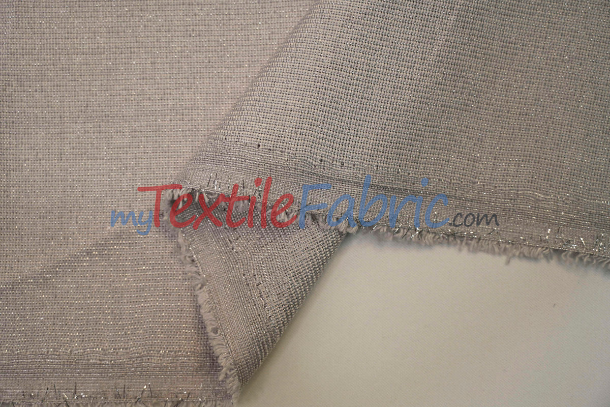 Metallic Vintage Linen Polyester Fabric - Imitation Burlap, Metallic Foil Vein, 58/60" Width (1 Yard)