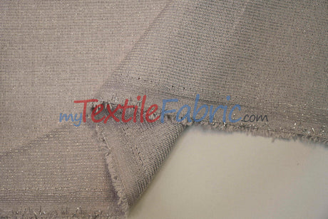 Metallic Vintage Linen Polyester Fabric - Imitation Burlap, Metallic Foil Vein, 58/60" Width (1 Yard)