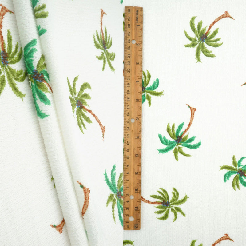 Palm Tree Crinkle Crepe Print Fabric 60" Wide