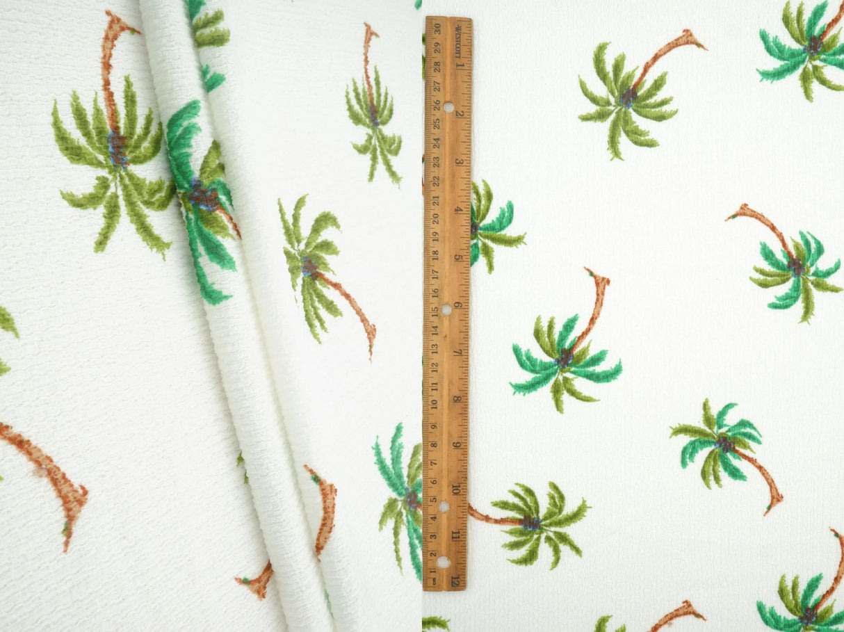 Palm Tree Crinkle Crepe Print Fabric 60" Wide
