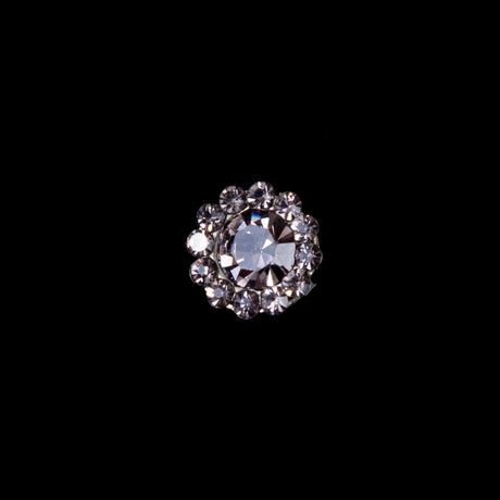Italian Charcoal Rhinestone Shank Back Button - 14L/9mm