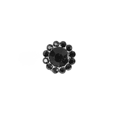 Italian Black Rhinestone Shank Back Button - 14L/9mm