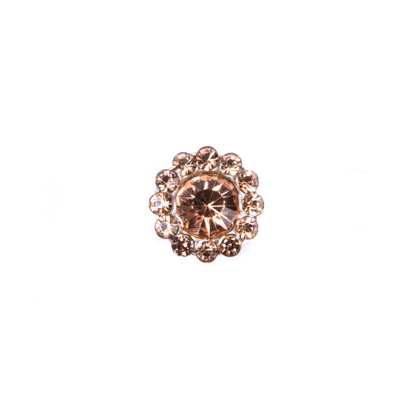 Italian Peach Rhinestone Shank Back Button - 14L/9mm