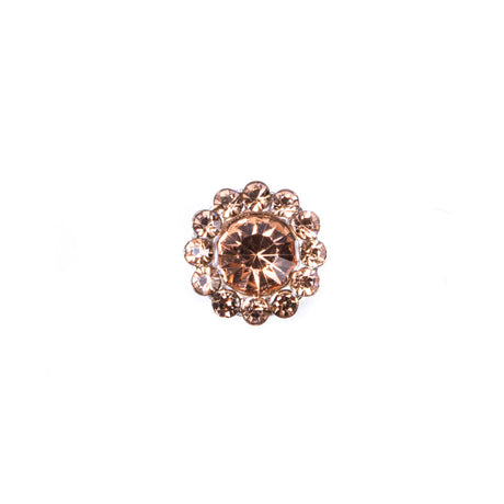 Italian Peach Rhinestone Shank Back Button - 14L/9mm