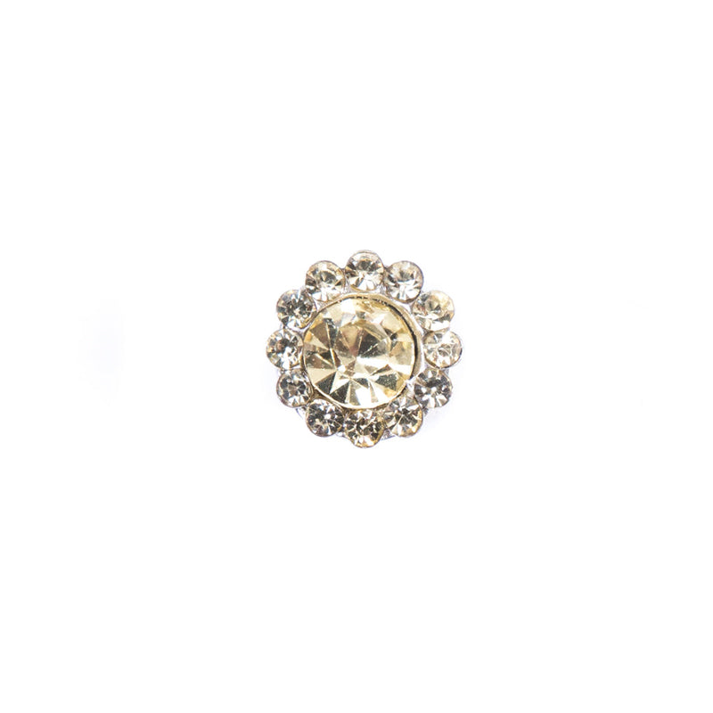 Italian Champagne Rhinestone Shank Back Button - 14L/9mm
