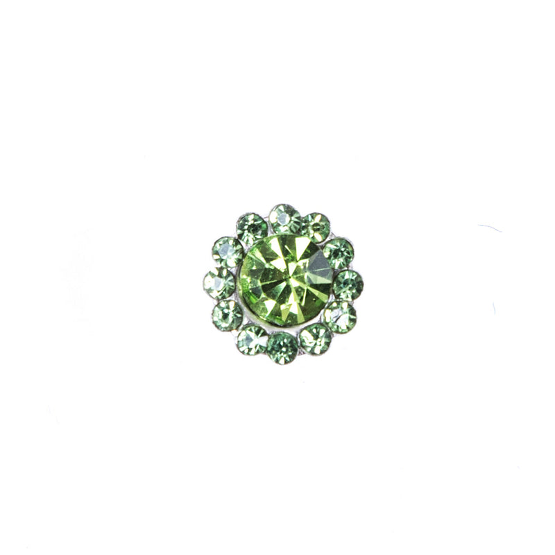 Italian Green Rhinestone Shank Back Button - 14L/9mm