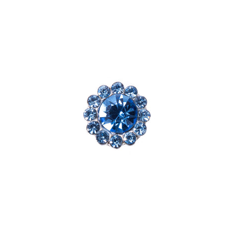 Italian Blue Rhinestone Shank Back Button - 14L/9mm