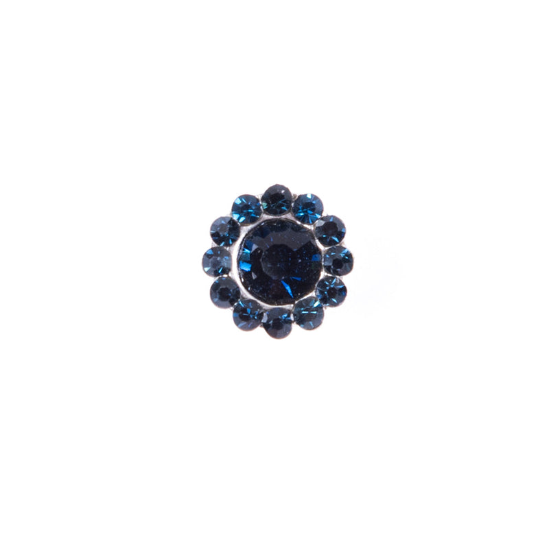 Italian Navy Rhinestone Shank Back Button - 14L/9mm
