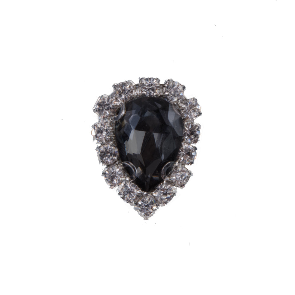 Italian Charcoal Teardrop Rhinestone Button - 32L/20mm