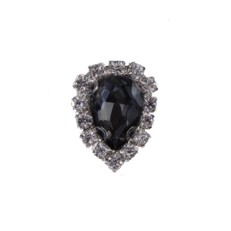 Italian Charcoal Teardrop Rhinestone Button - 32L/20mm