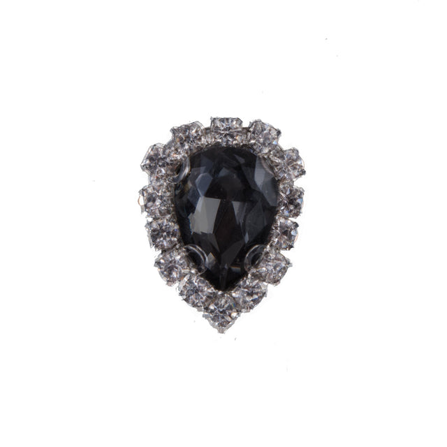 Italian Charcoal Teardrop Rhinestone Button - 32L/20mm