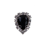 Italian Black Teardrop Rhinestone Button - 32L/20mm