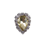 Italian Yellow Teardrop Rhinestone Button - 32L/20mm