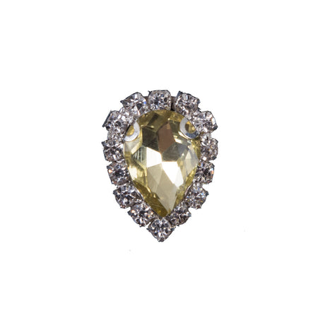 Italian Yellow Teardrop Rhinestone Button - 32L/20mm