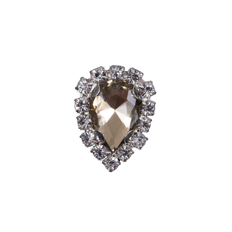 Italian Champagne Teardrop Rhinestone Button - 32L/20mm