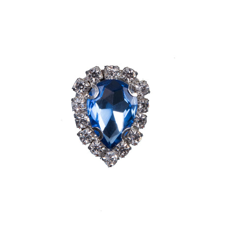 Italian Royal Blue Teardrop Rhinestone Button - 32L/20mm