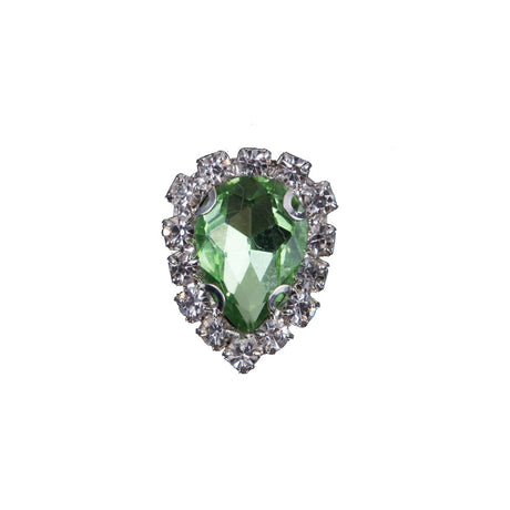 Italian Green Teardrop Rhinestone Button - 32L/20mm