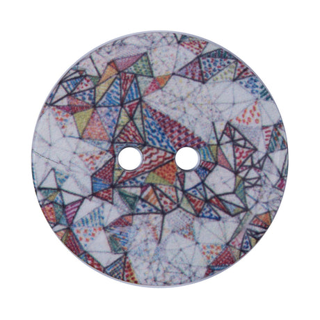 Italian Geometric Printed Coconut Button - 48L/30.5mm