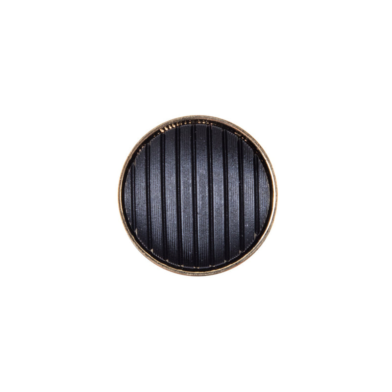Italian Black and Gold Zamac Button - 24L/15mm