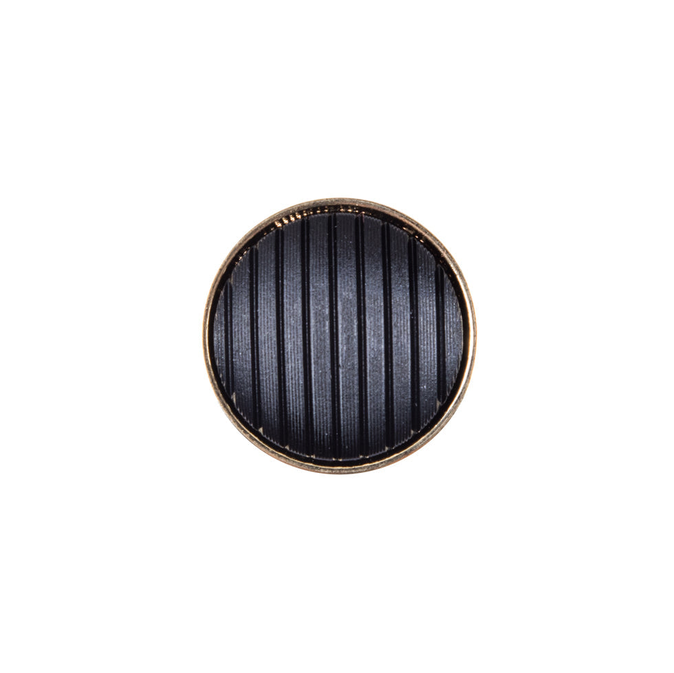 Italian Black and Gold Zamac Button - 24L/15mm