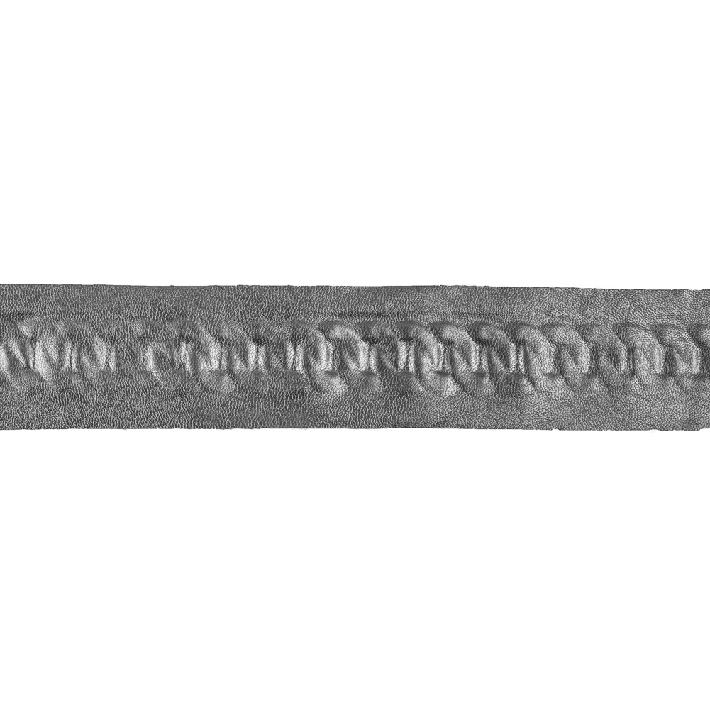 Italian Silver Chain-Link Embossed Faux Leather - 1.75"