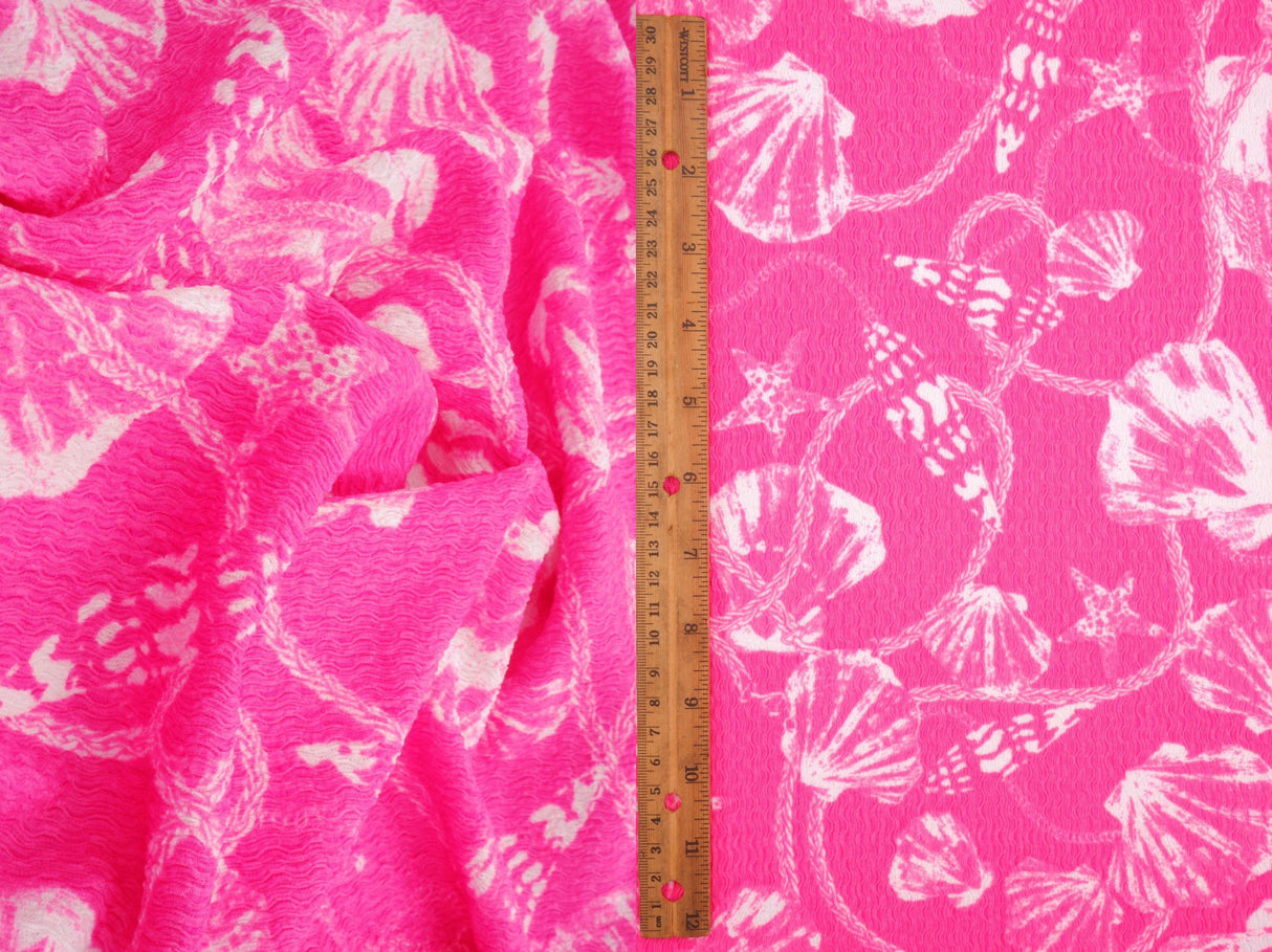 Shell Print Crepe Knit Fabric