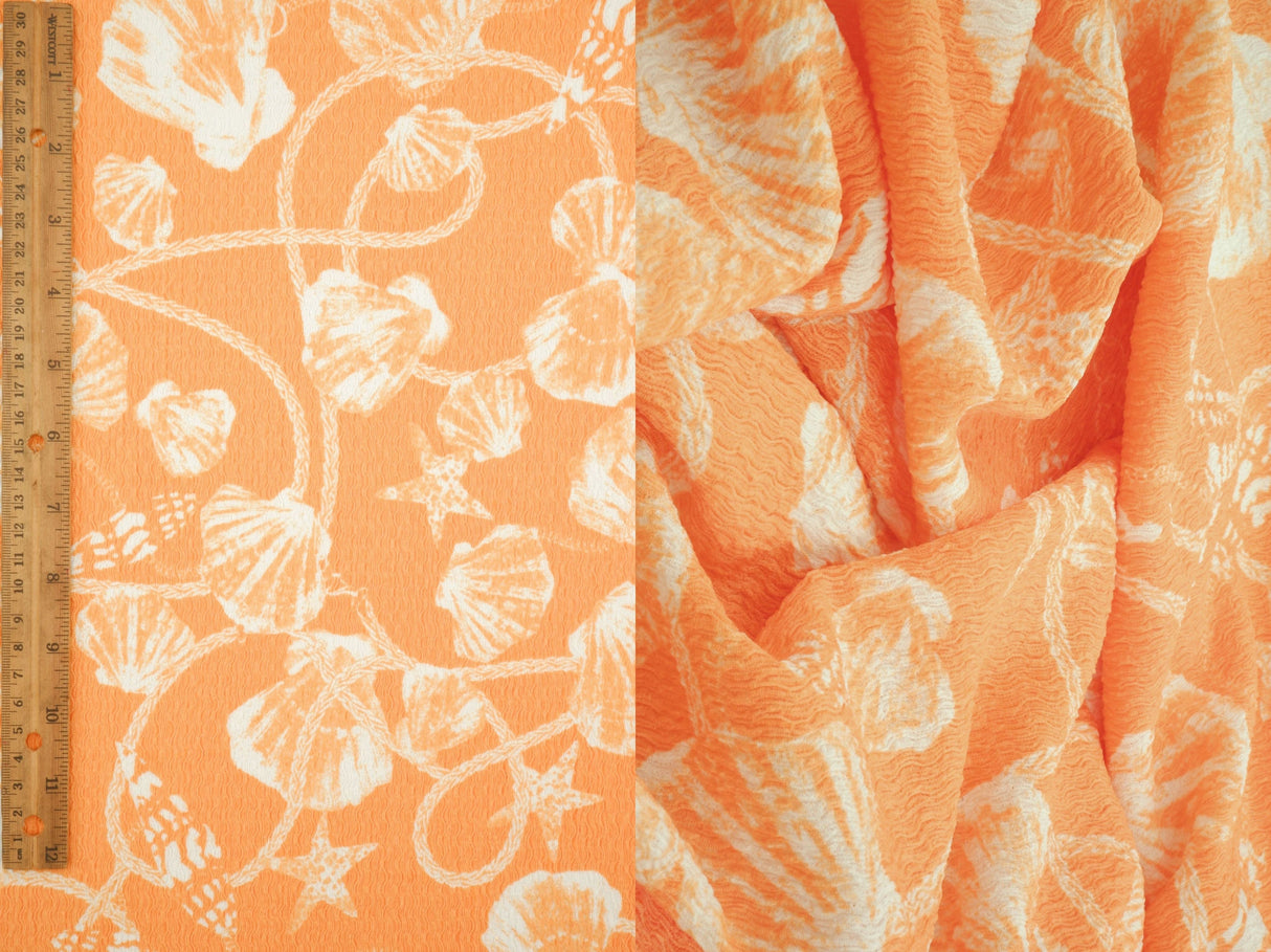 Shell Print Crepe Knit Fabric