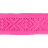 Italian Pink Geometric Embossed Double Knit Trim - 1.75"