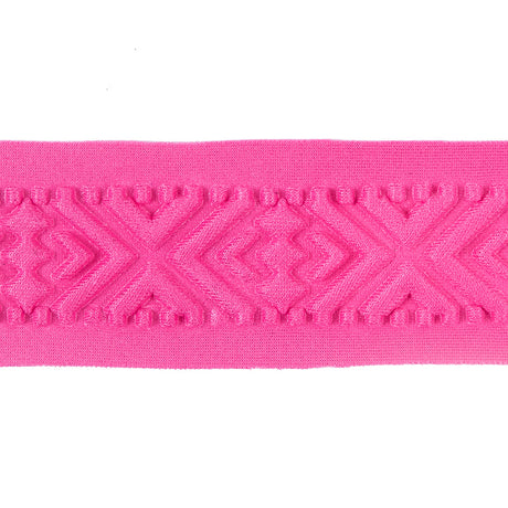 Italian Pink Geometric Embossed Double Knit Trim - 1.75"