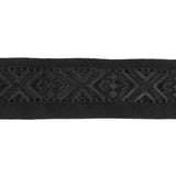 Italian Black Geometric Embossed Double Knit Trim - 1.75"