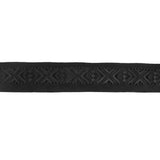 Italian Black Geometric Embossed Double Knit Trim - 1.75"
