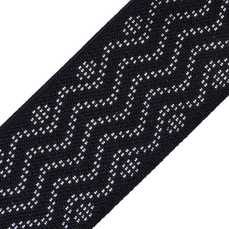 Italian Black and Metallic Silver Elastic Trim