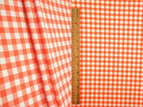 Gingham Print Rib Knit Fabric