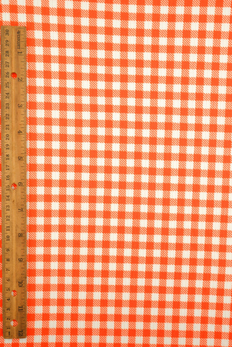 Gingham Print Rib Knit Fabric